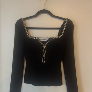 SELF-PORTRAIT
Crystal-embellished cutout ribbed-knit top